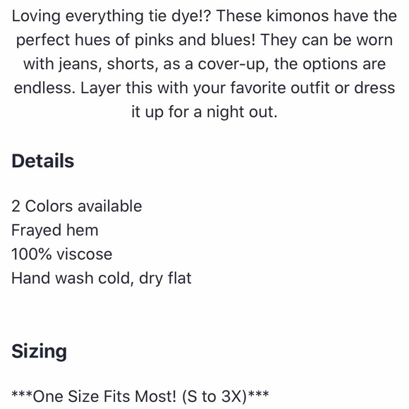 BOUTIQUE CORA WATERCOLOR TIE DYE KIMONO - Picture 4 of 4